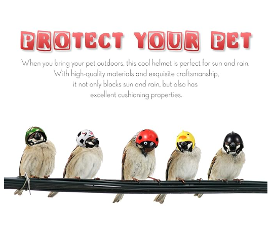 8 Pieces Chicken Helmet Pet Safety Helmet Funny Parrot Helmet Chicken Bird Hat Headwear Small Pet Hard Hat Pet Helmet Costumes Accessories for Chicken Hens Bird Parakeet Cockatiels