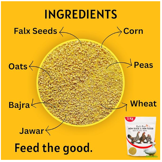 Pets Pro Food for Hen Duck Chicks Teetar Batair Feed 1Kg Teetar Batair Premium Bird Food Grower Baby Chicken, Chicks, Pellet Feed (Hen, Duck, BATER, EMU & Other)