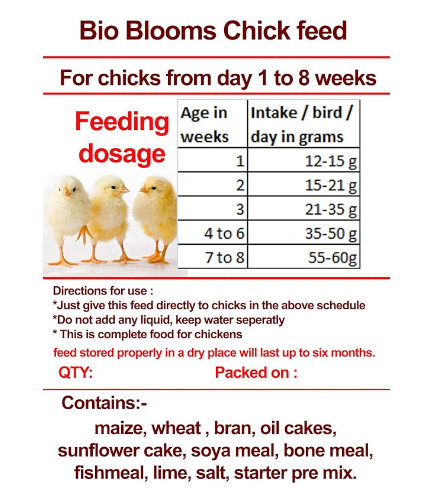 BIO BLOOMS AGRO INDIA PRIVATE LIMITED Chicken Feeds for Small Chicks, Ducks, Turkey, Silkie, Bantam, Guinea Fowls (3kg)