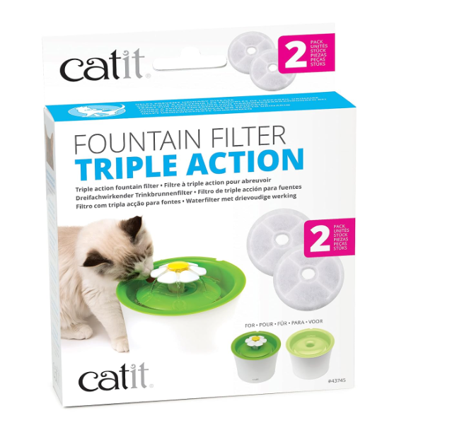 43745 CATIT 2.0 TRIPLE ACTION CAT FOUNTAIN WATER SOFTENING FILTER 2/ PCS